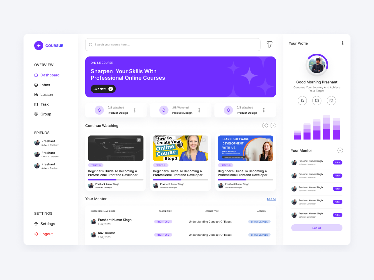 Online Courses Dashboard